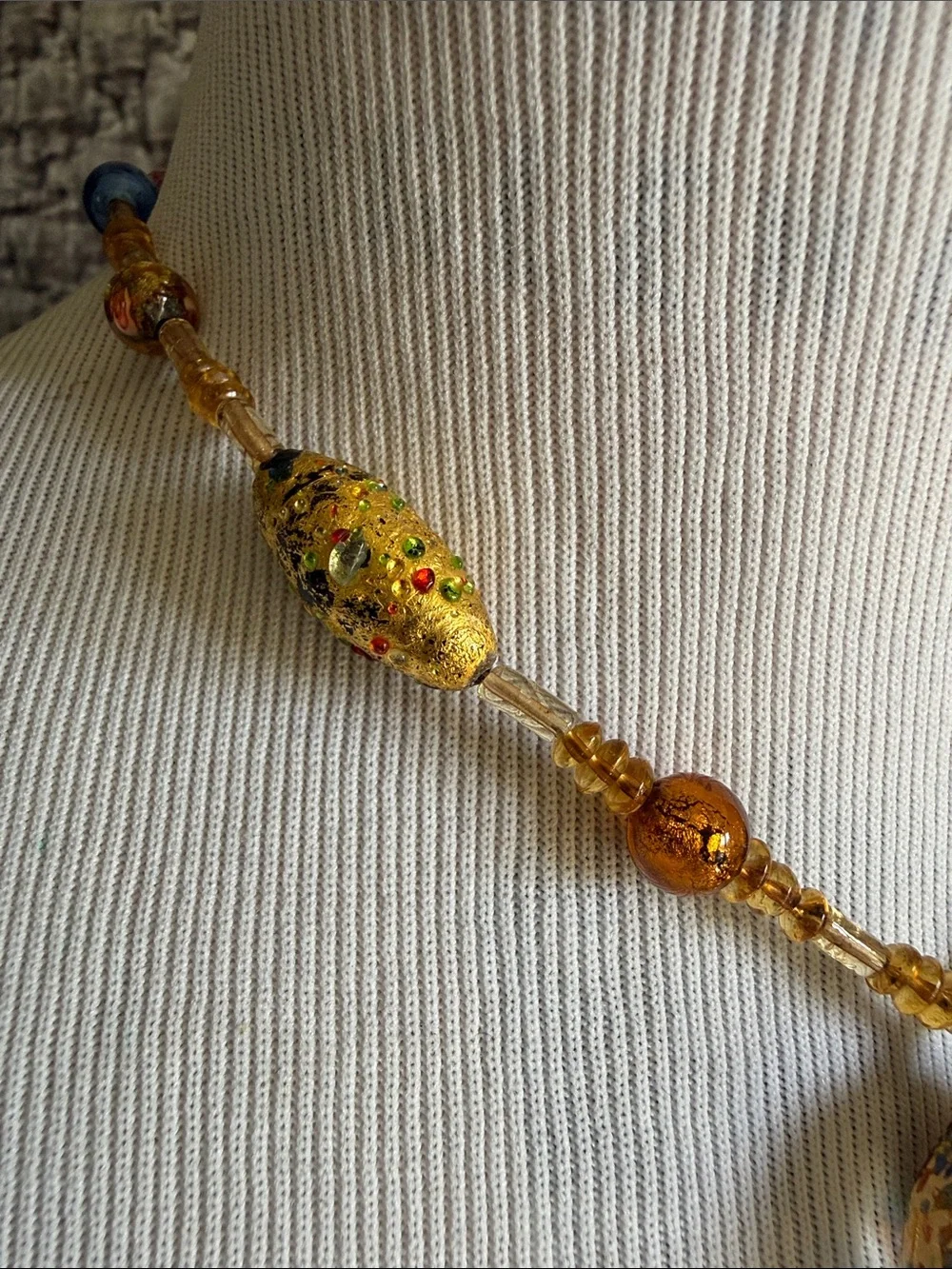 Elegant Italian Morano Glass Necklace.Hand made.